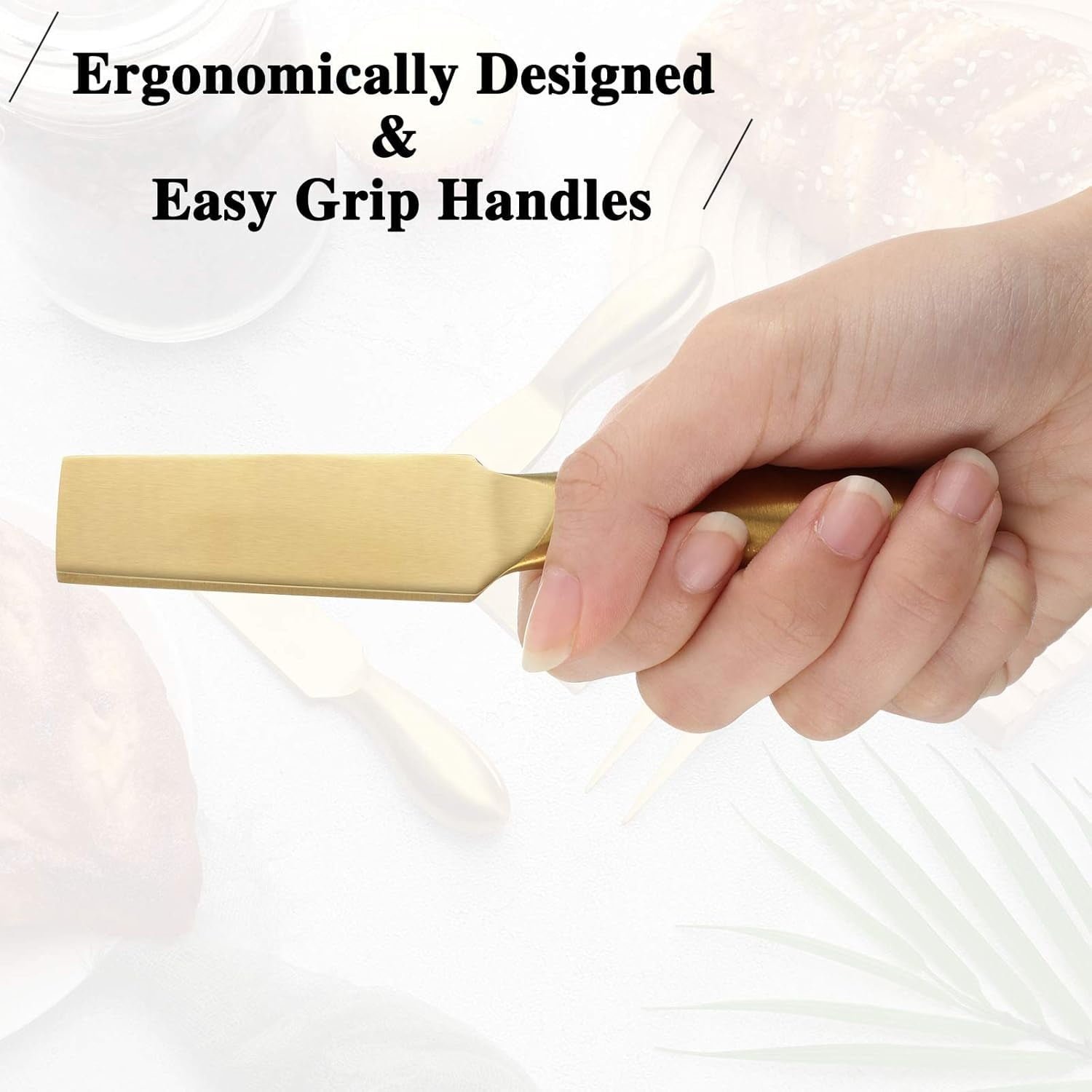 Stainless Steel Cheese Knives set, Cheese Tools with Slicer and Cutters for Kitchen Gold,4 pieces