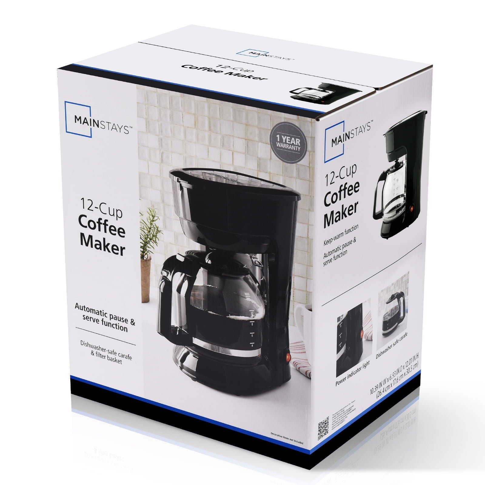 Mainstays Black 12-Cup Drip Coffee Maker