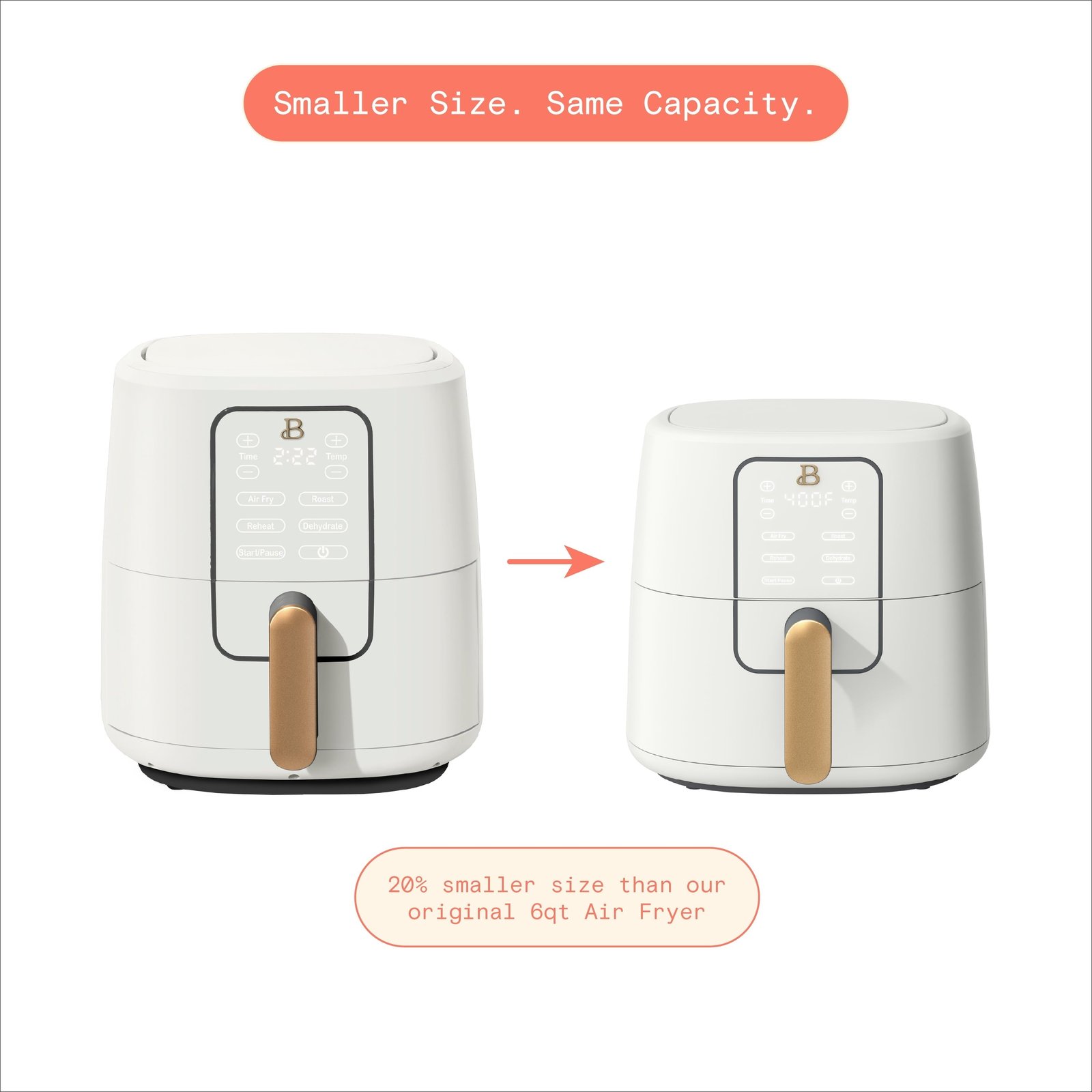 Beautiful 6qt Air Fryer with TurboCrisp Technology, EverGood Ceramic Nonstick Coating, White Icing by Drew Barrymore