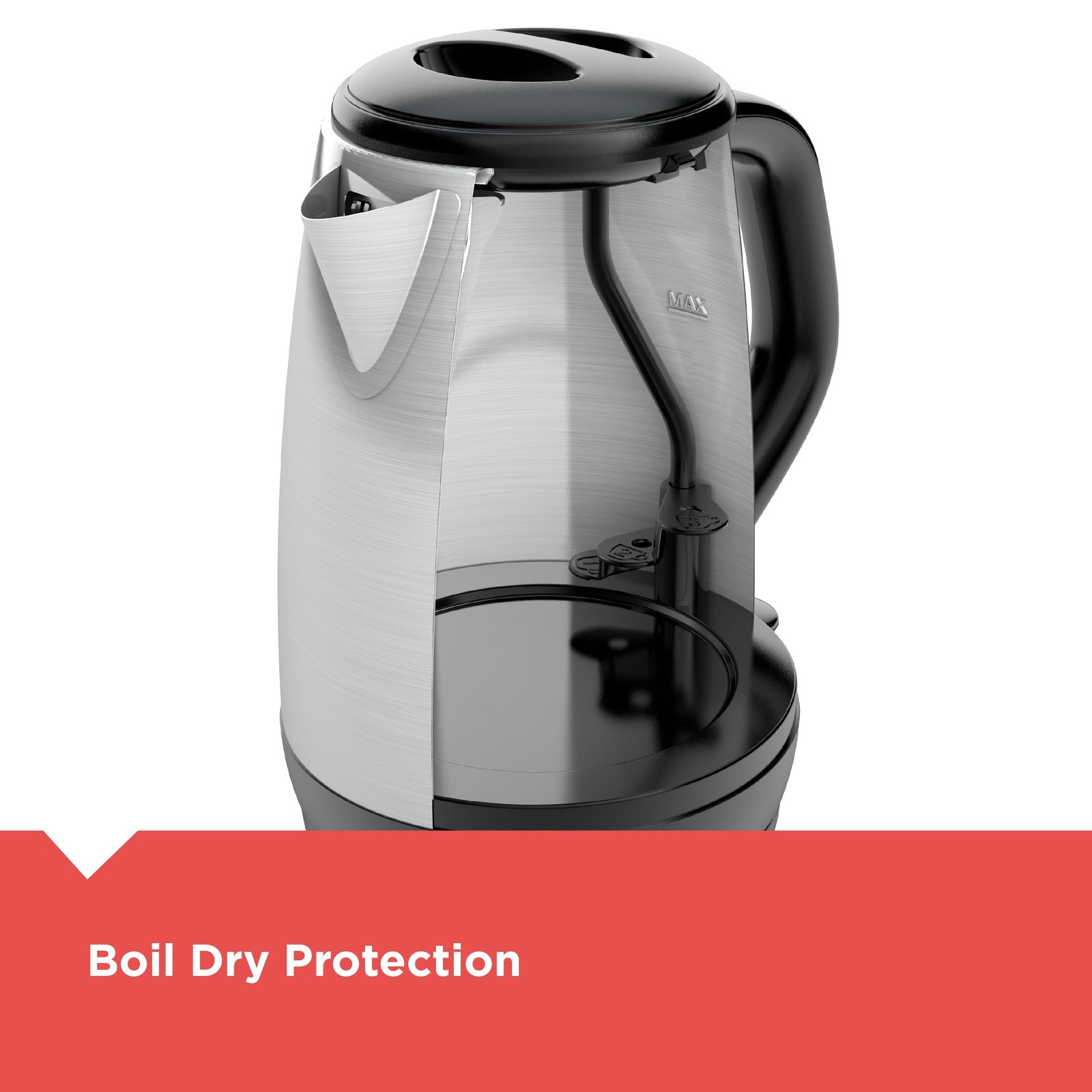 BLACK+DECKER 1.7 Liter Electric Cordless Kettle, Stainless Steel