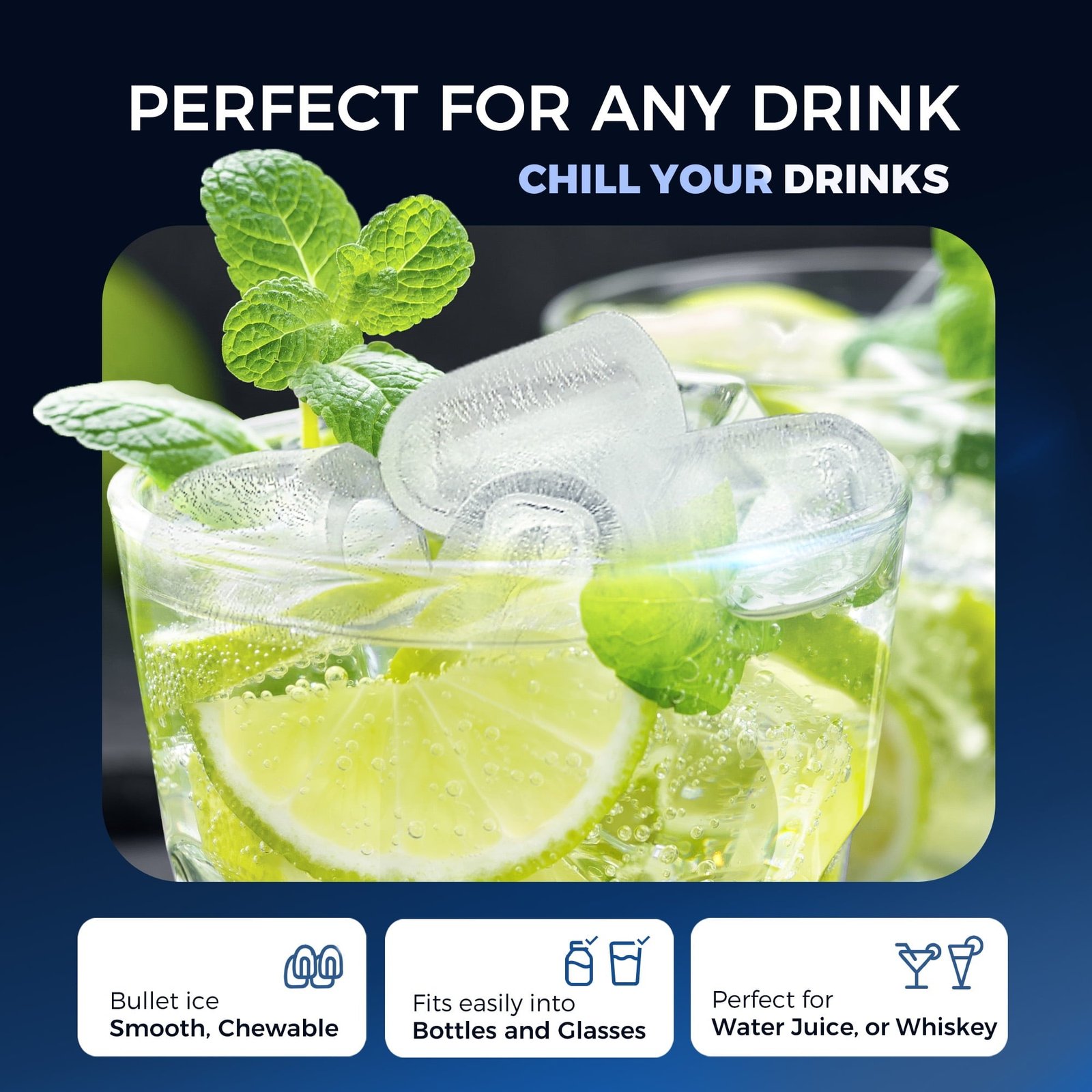 Simzlife 26 lbs/24H Countertop Ice Maker Machine, 9 Bullet-Shaped Ice in 6 Min, Auto-Cleaning