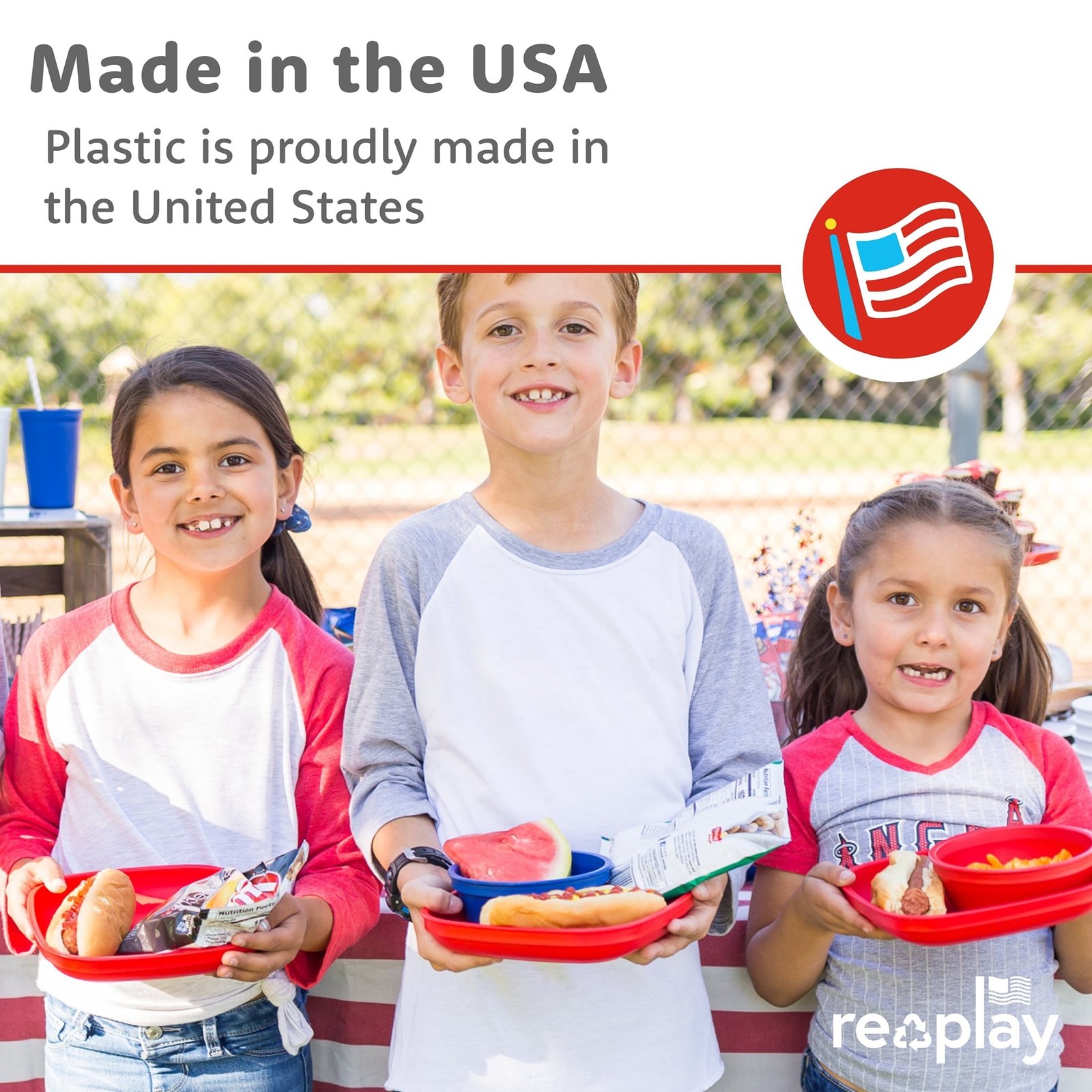 Re-Play Toddler Plates - 22 oz. Deep-Walled Flat Kids Plates - Dishwasher & Microwave Safe - Made in the USA - Set of 4 - Tulip