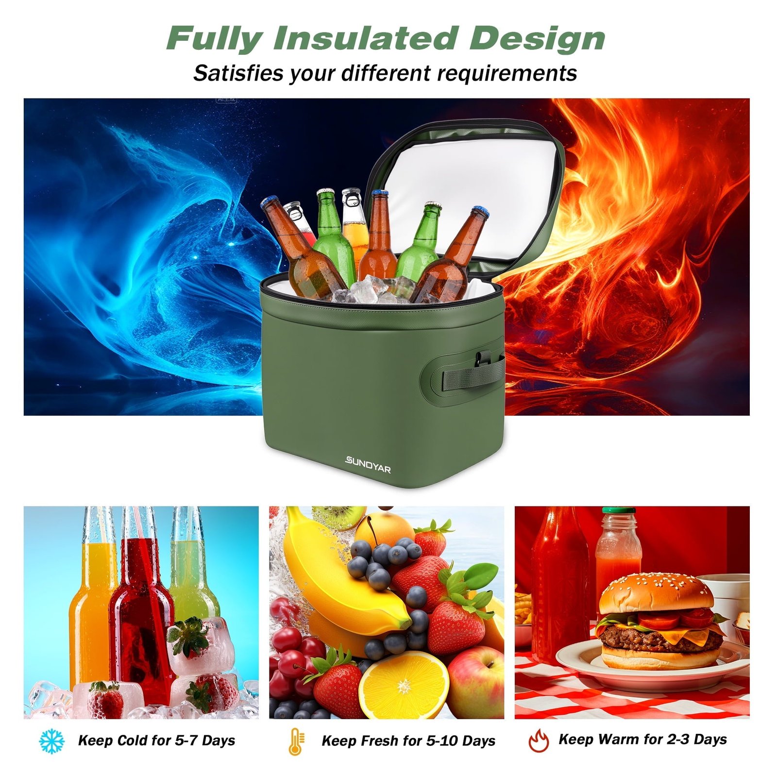 SUNOYAR Soft Cooler Bag, 40 Can/20L Insulated Cooler for Women Man, Waterproof & Collapsible Cooler Bag for Camping, Beach, Travel, Picnic