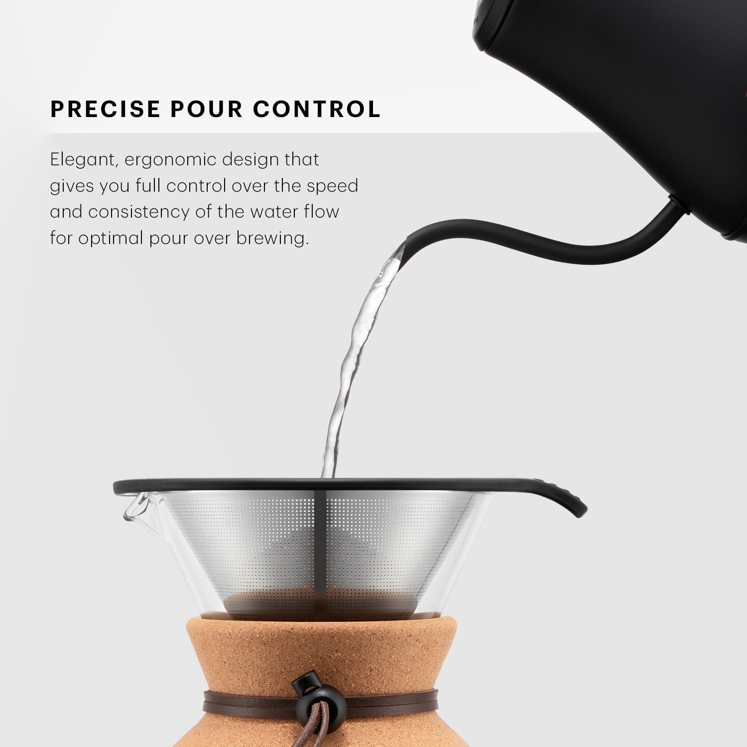 Bodum 8-Cup Electric Gooseneck Kettle, Black with Automatic Shut-off