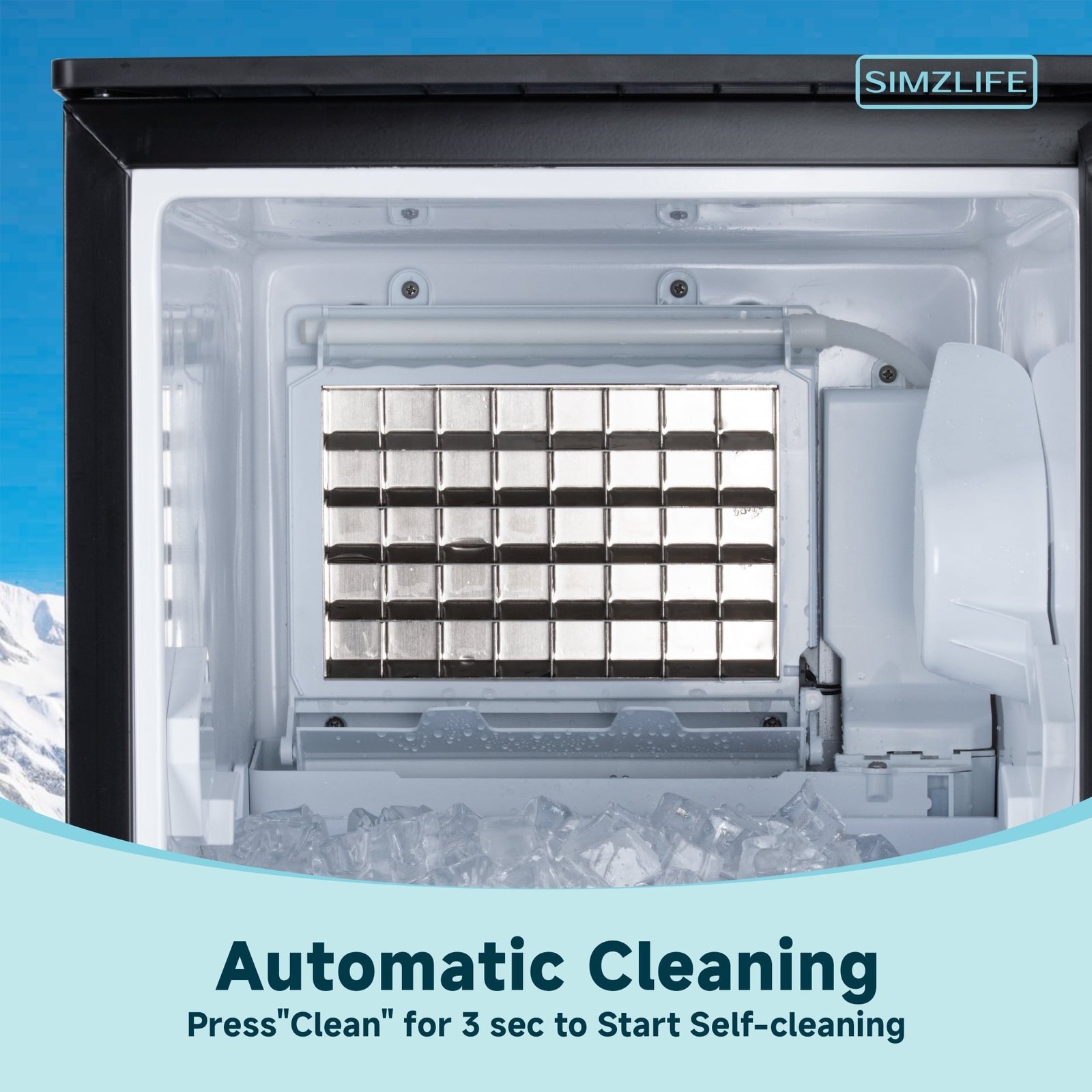 Simzlife 80lbs/24H Undercounter Commercial Ice Maker, Freestanding/Built-In Ice Machine with Clear Cube