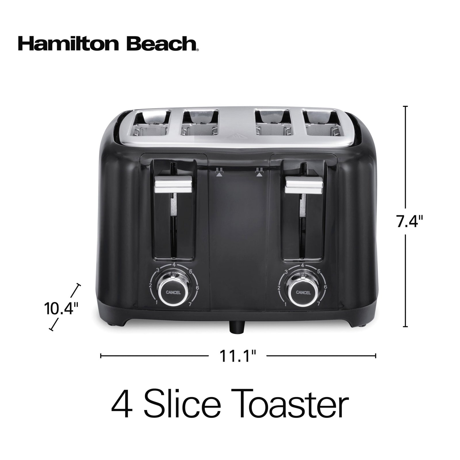 Hamilton Beach 4-Slice Toaster with Extra-Wide Slots, Toast Boost, and Removable Crumb Tray, Black