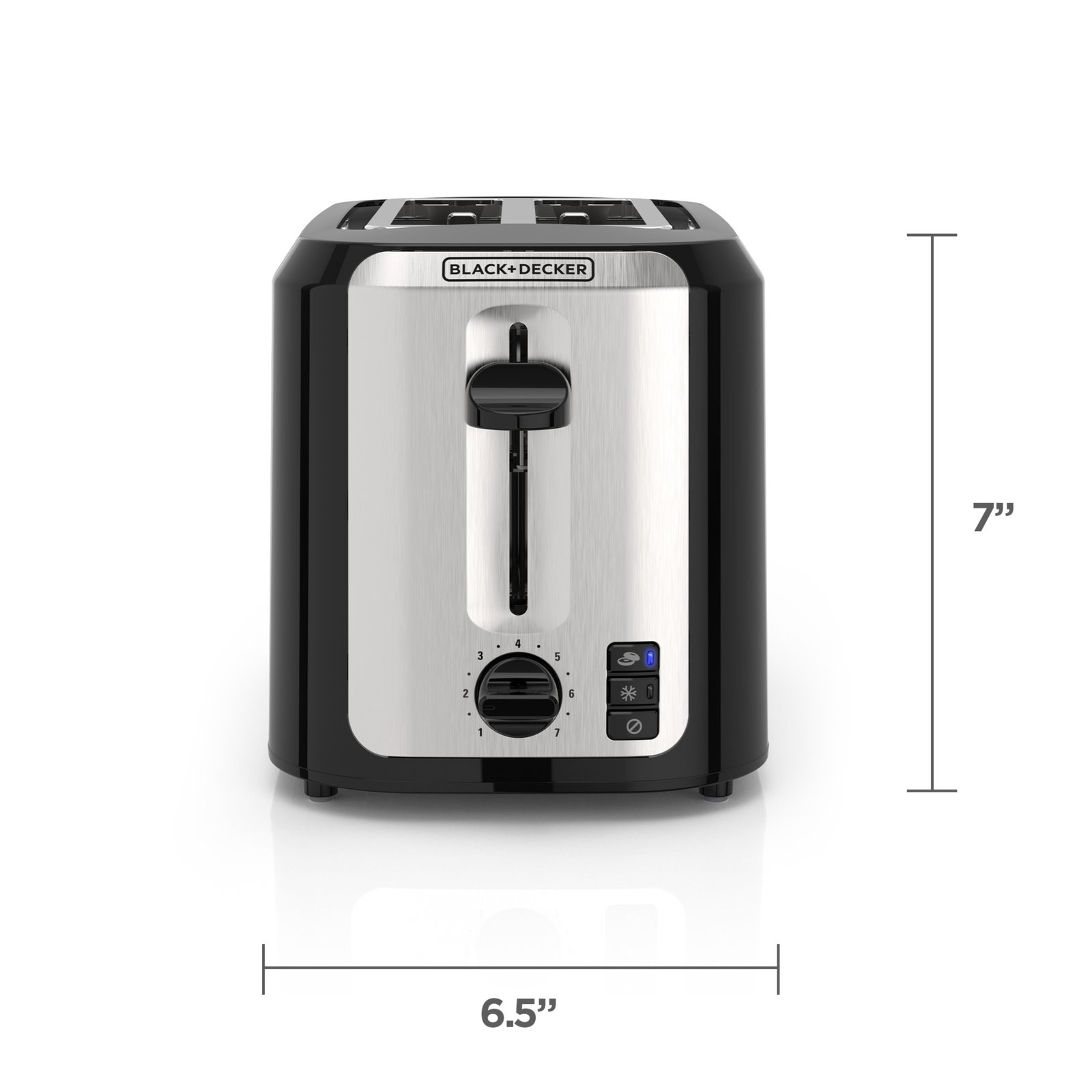 BLACK+DECKER 2-Slice Toaster, with Extra-Wide Slots and Bagel Function, Black with Stainless Steel