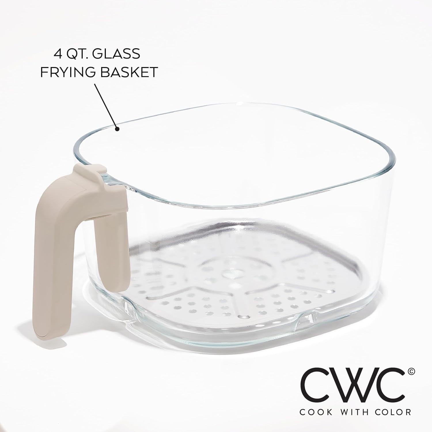 COOK WITH COLOR Air Fryer, 4Qt Glass Air Fryer, Stylish Kitchen Appliance, Sand