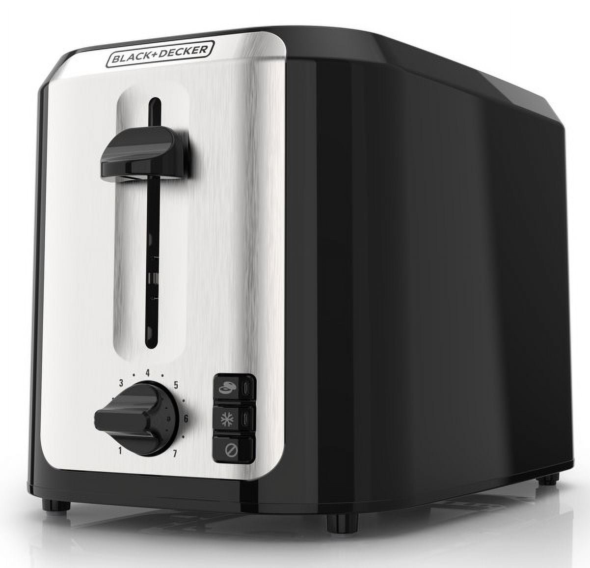 BLACK+DECKER 2-Slice Toaster, with Extra-Wide Slots and Bagel Function, Black with Stainless Steel