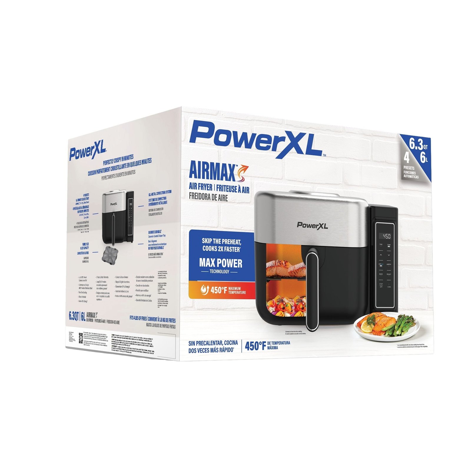 PowerXL™ 6.3 Quart AIRMAX™ Air Fryer Oven with 4 Pre-Sets, Two Tier Compact Design