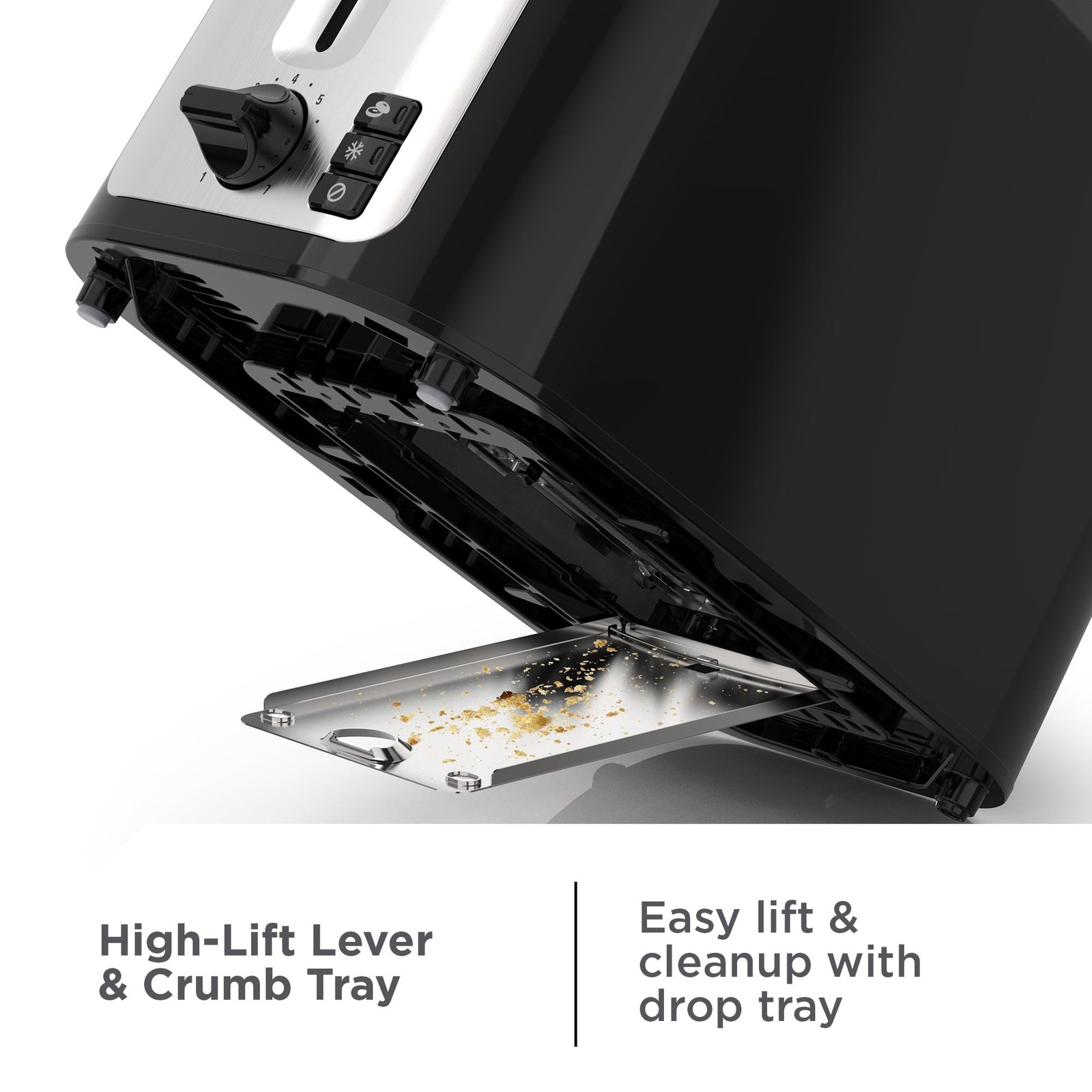 BLACK+DECKER 2-Slice Toaster, with Extra-Wide Slots and Bagel Function, Black with Stainless Steel