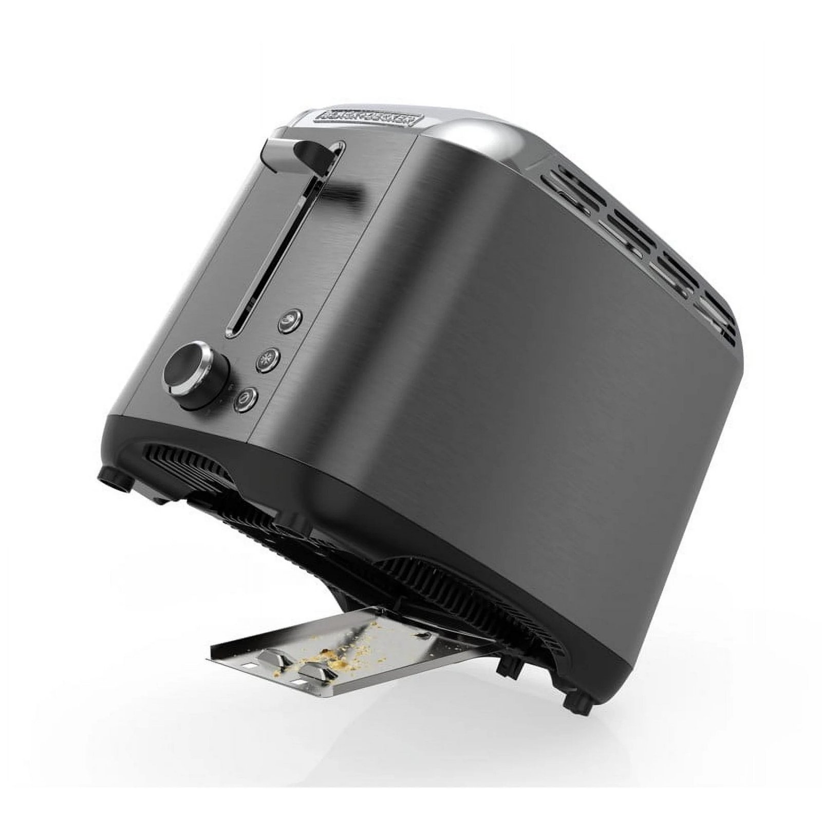 BLACK+DECKER 2-Slice Rapid Toaster, Black Stainless Steel with Removable Tray