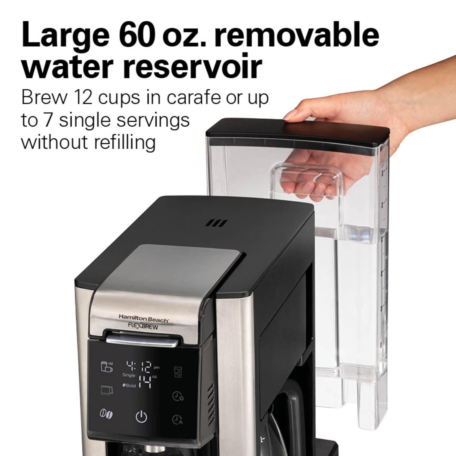 Hamilton Beach FlexBrew 5-in-1 Coffee Maker, Single Serve, 12-Cup Coffee Pot, Hot & Iced, K Cup Pod Compatible or Grounds, Black