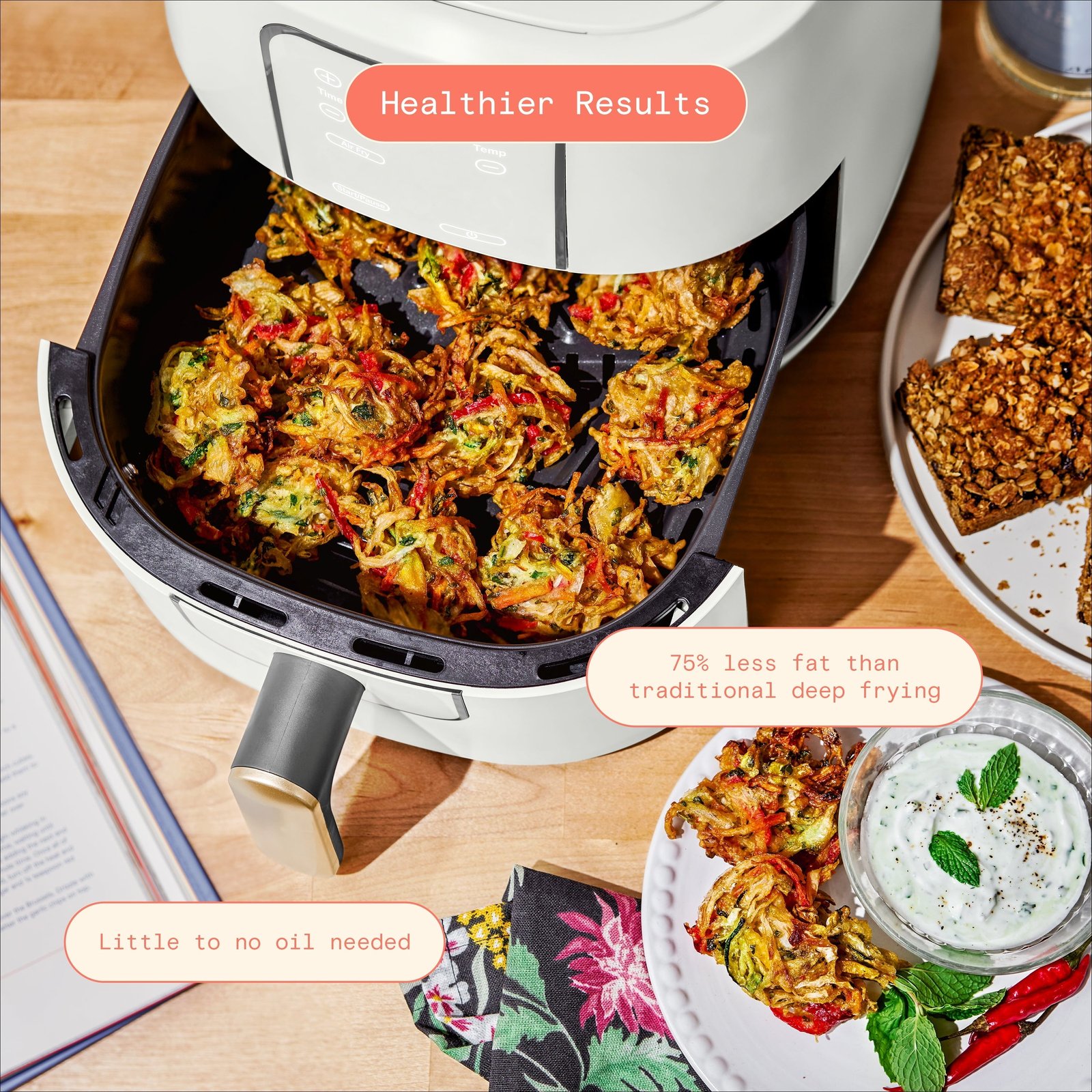 Beautiful 6qt Air Fryer with TurboCrisp Technology, EverGood Ceramic Nonstick Coating, White Icing by Drew Barrymore