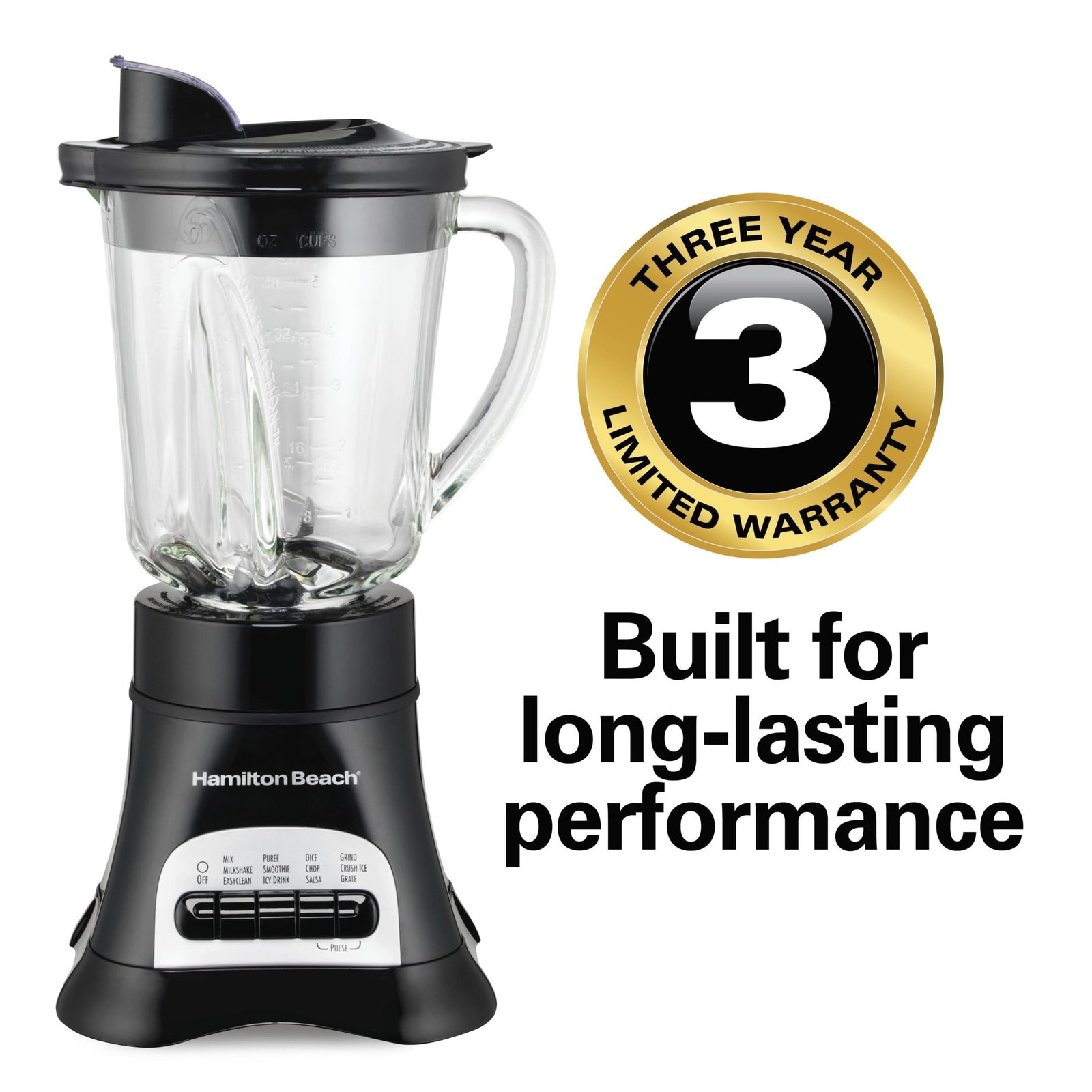 Hamilton Beach Multi-Function Smoothie Blender for Kitchen, 40 oz Jar for Smoothies and Shakes, Black