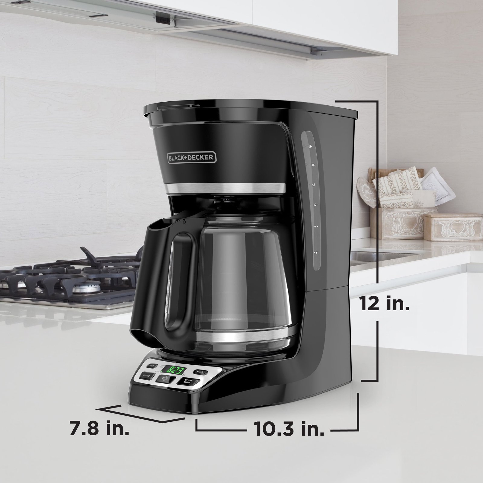 BLACK+DECKER 12-Cup Programmable Drip Coffee Maker with Custom Brew Strength, Black