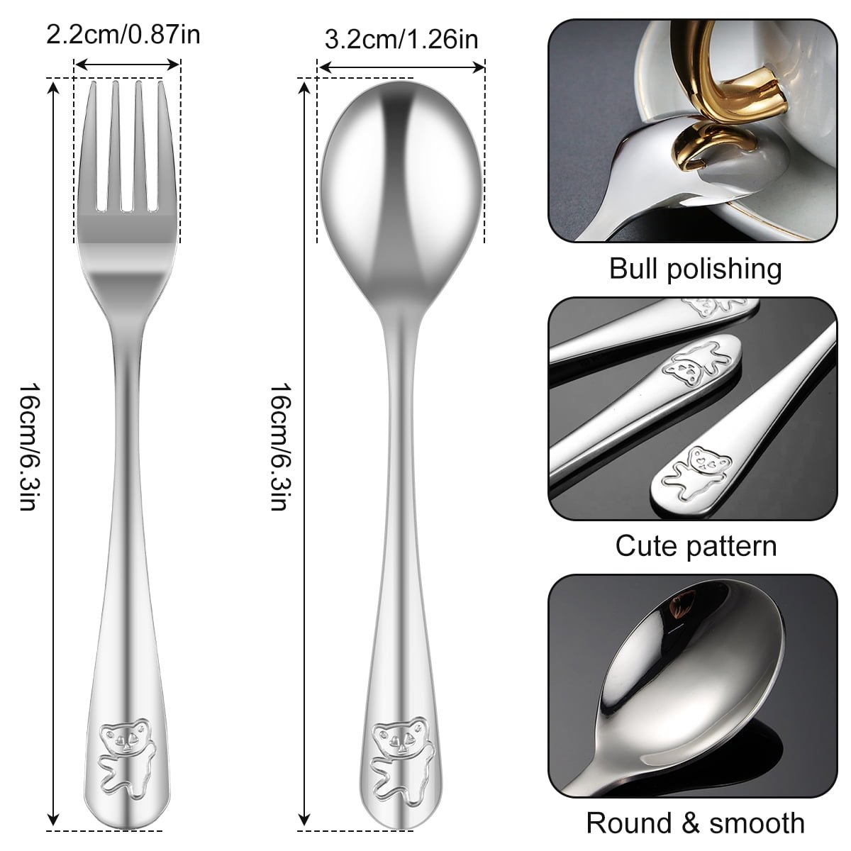 Tcwhniev Kids Silverware Set, 10 Pieces Toddler Utensils, Stainless Steel Childrens Flatware Set, Kids Forks and Spoons, Kids Cutlery for Home Preschools