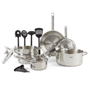 T-fal Cook & Strain Stainless Steel Cookware Set, 14 piece Set