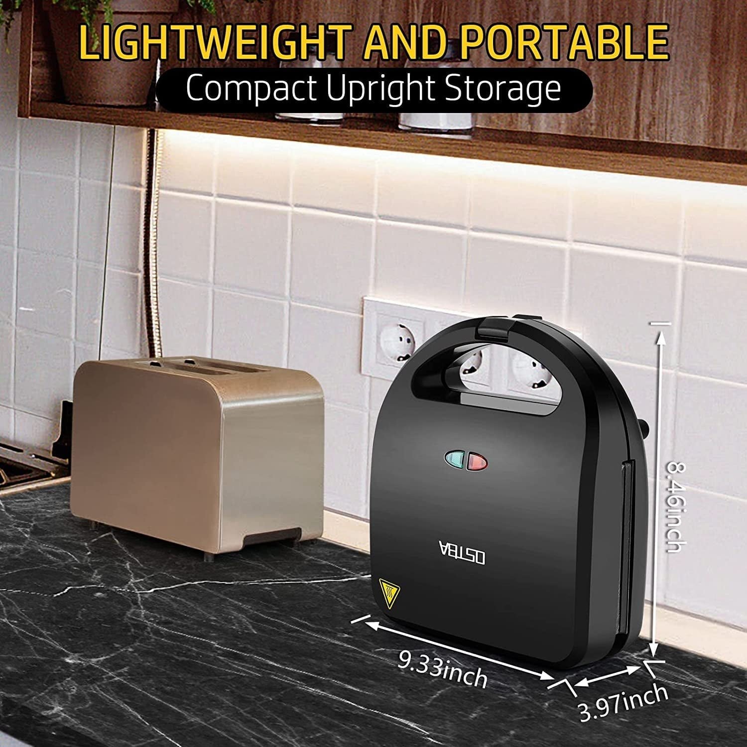 OSTBA 3 in 1 Sandwich Maker, Waffle Maker with Removables Plates, Panini Press Waffle Iron Set , Non-stick Coating Cool Touch Handle Anti-skid Feet for Sandwiches Grilled Cheese Steak, 750W