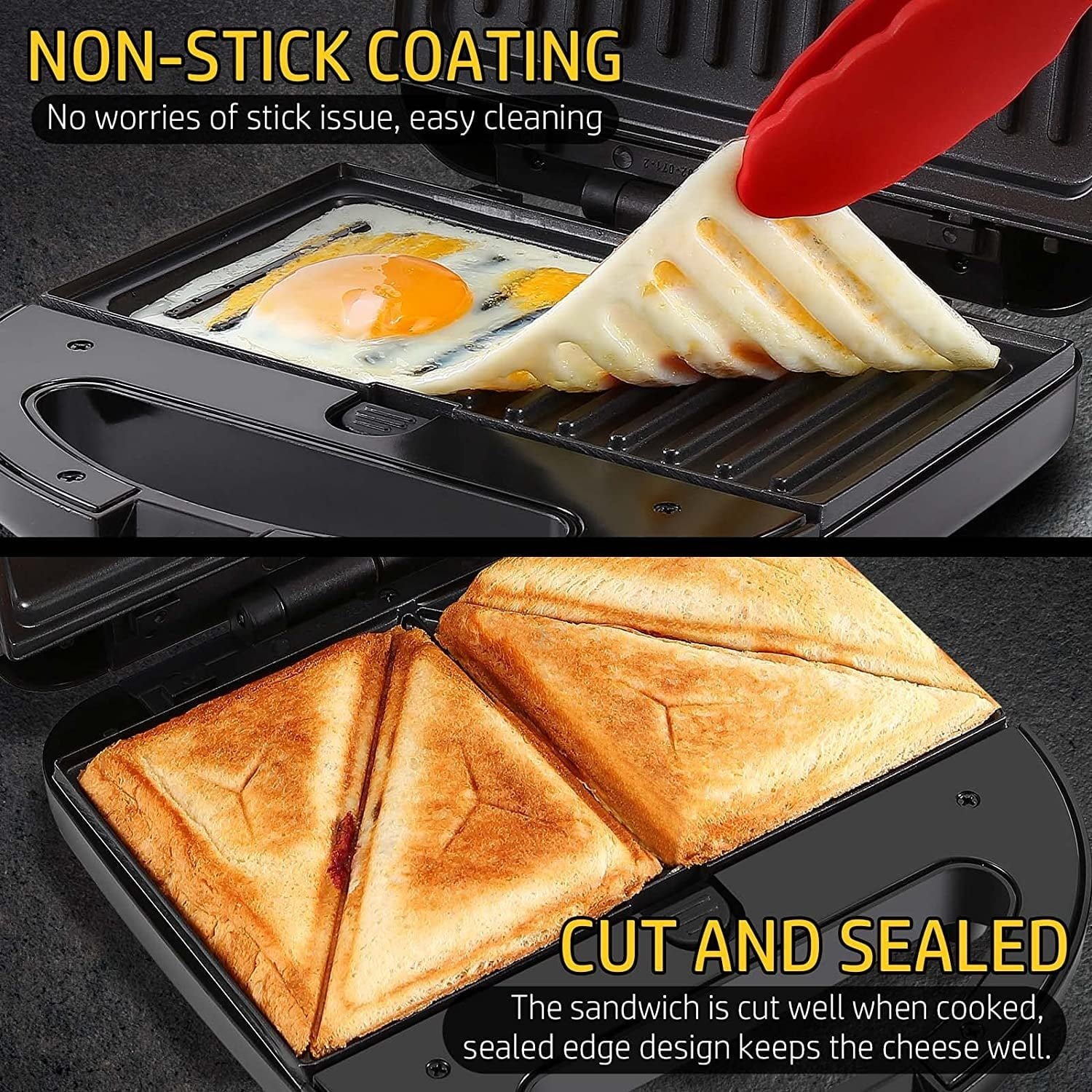OSTBA 3 in 1 Sandwich Maker, Waffle Maker with Removables Plates, Panini Press Waffle Iron Set , Non-stick Coating Cool Touch Handle Anti-skid Feet for Sandwiches Grilled Cheese Steak, 750W