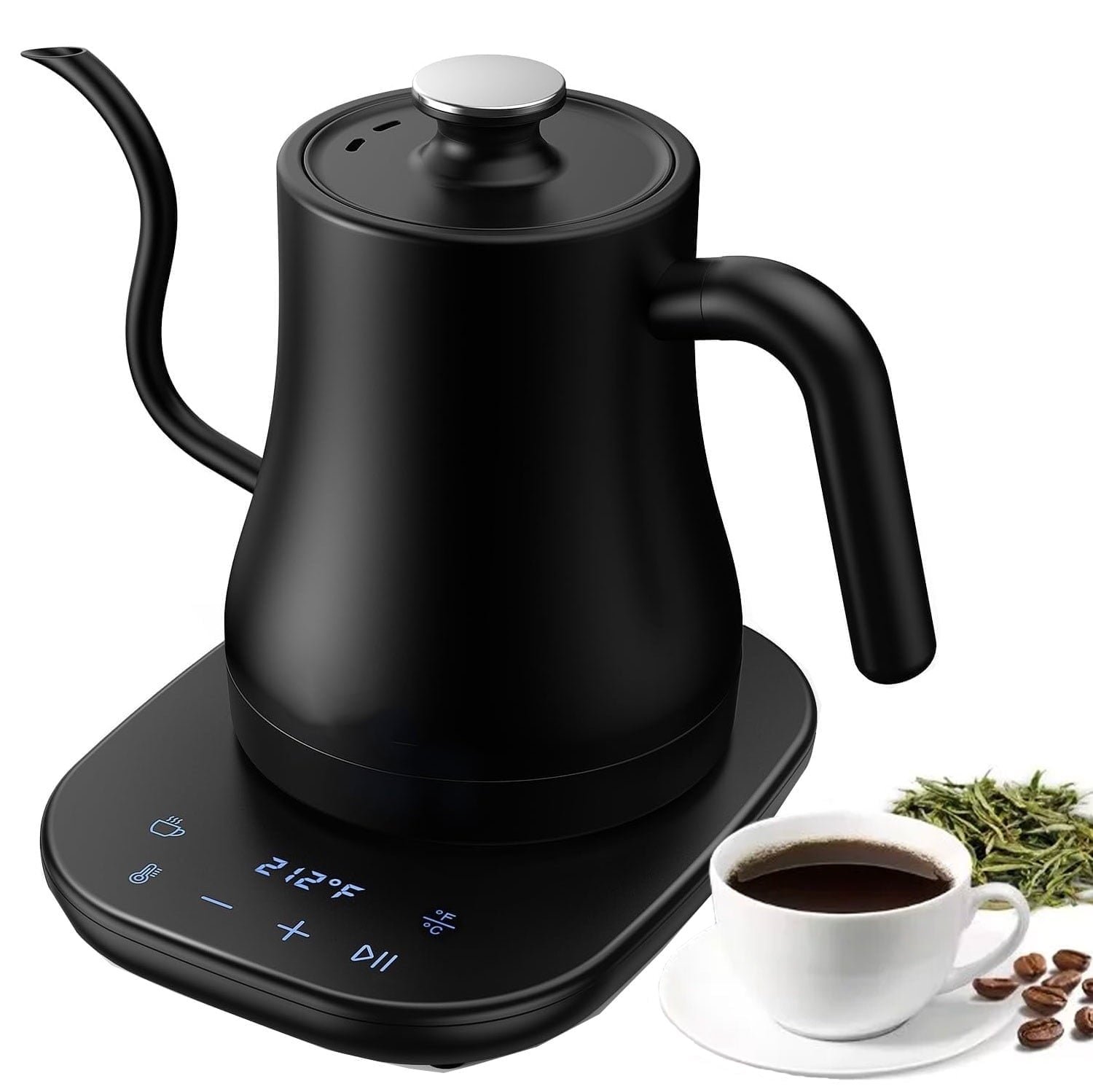 DBPOWER 1200W Electric Gooseneck Kettle, Black with Automatic Shut-off