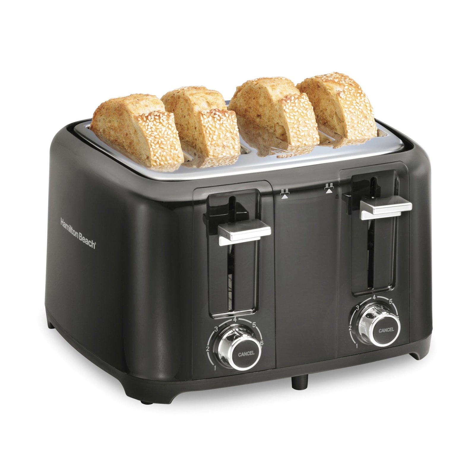 Hamilton Beach 4-Slice Toaster with Extra-Wide Slots, Toast Boost, and Removable Crumb Tray, Black