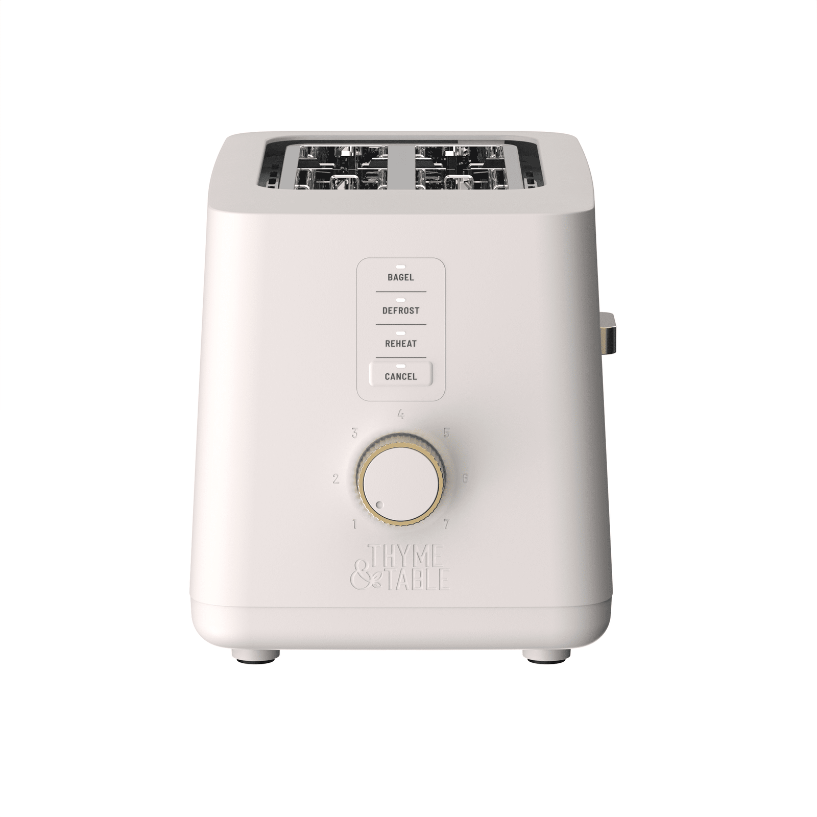 Thyme & Table 2-Slice Toaster, Extra-Wide Slots with Slide-Out Removable Crumb Tray, Sand White