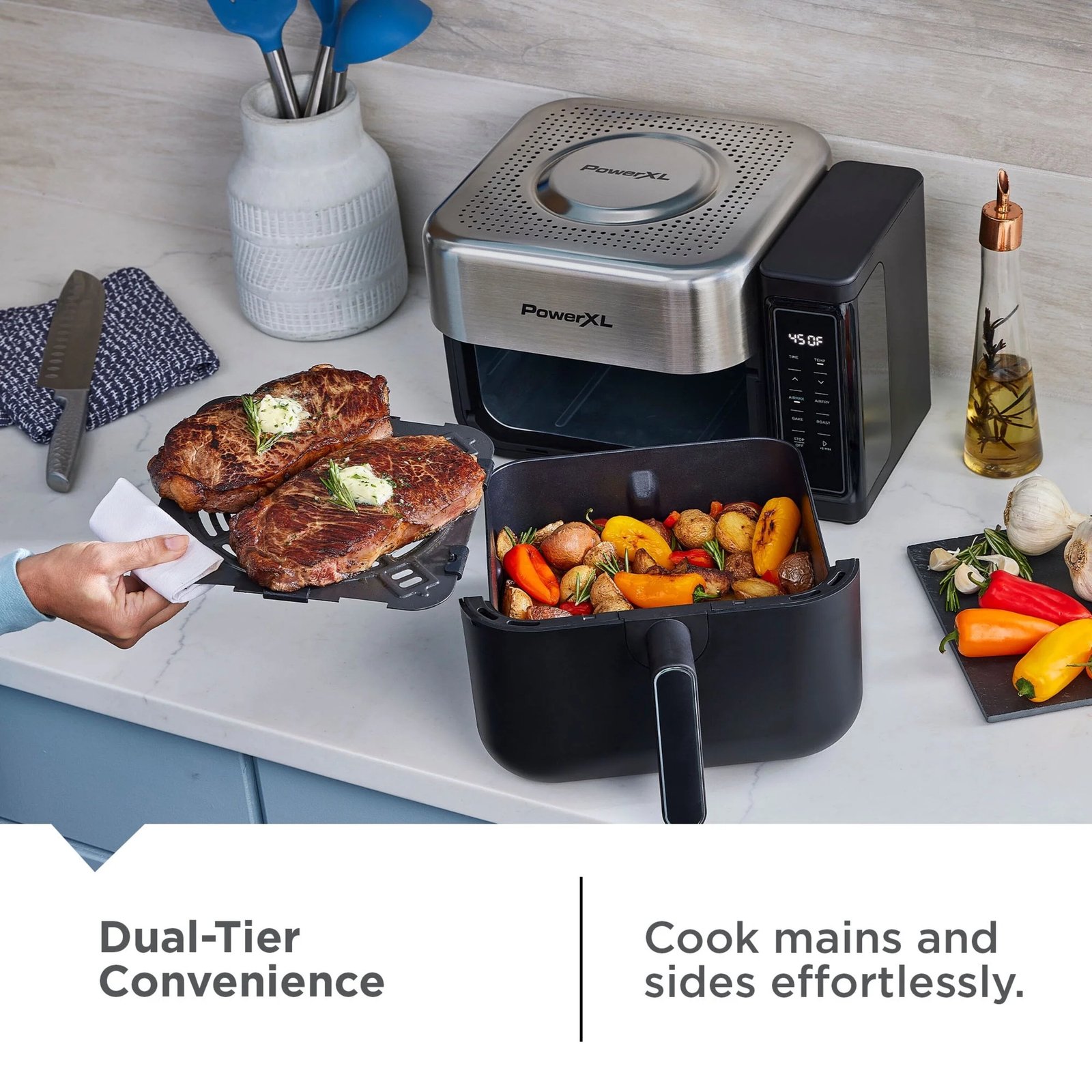 PowerXL™ 6.3 Quart AIRMAX™ Air Fryer Oven with 4 Pre-Sets, Two Tier Compact Design