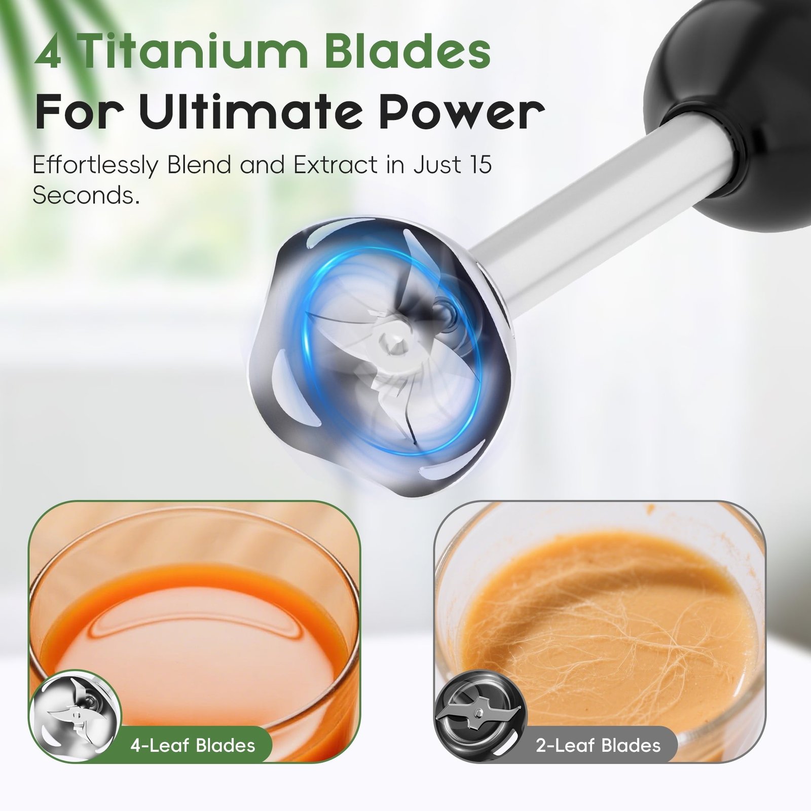 WHALL Cordless Immersion Blender, Rechargeable 5-in-1 Handheld Blender with Whisk, Milk Frother Attachments, Portable Stick mixed,700ml Beaker, 500ml Chopper