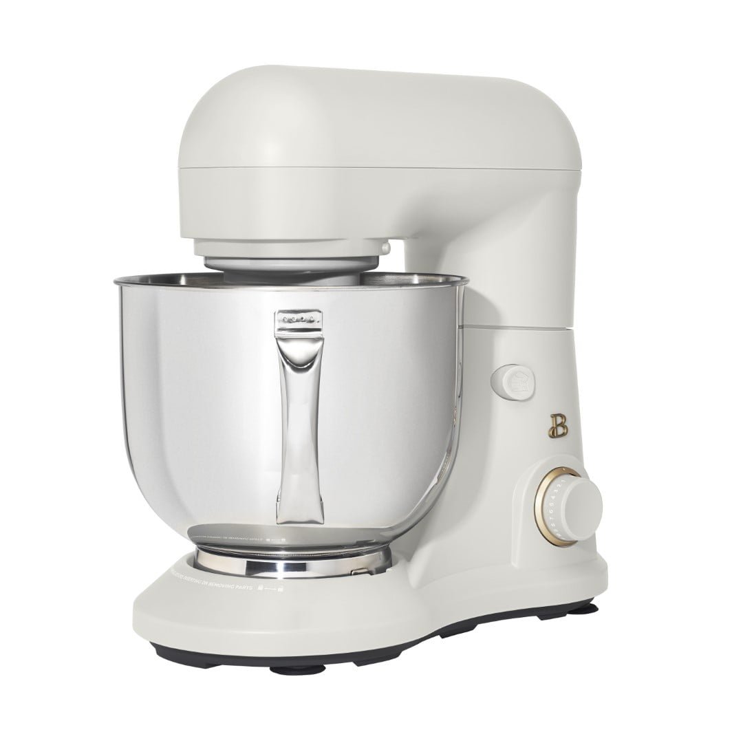 Beautiful 5.3 Qt Stand Mixer, White Icing with Flat Beater, Dough Hook, Balloon Whisk