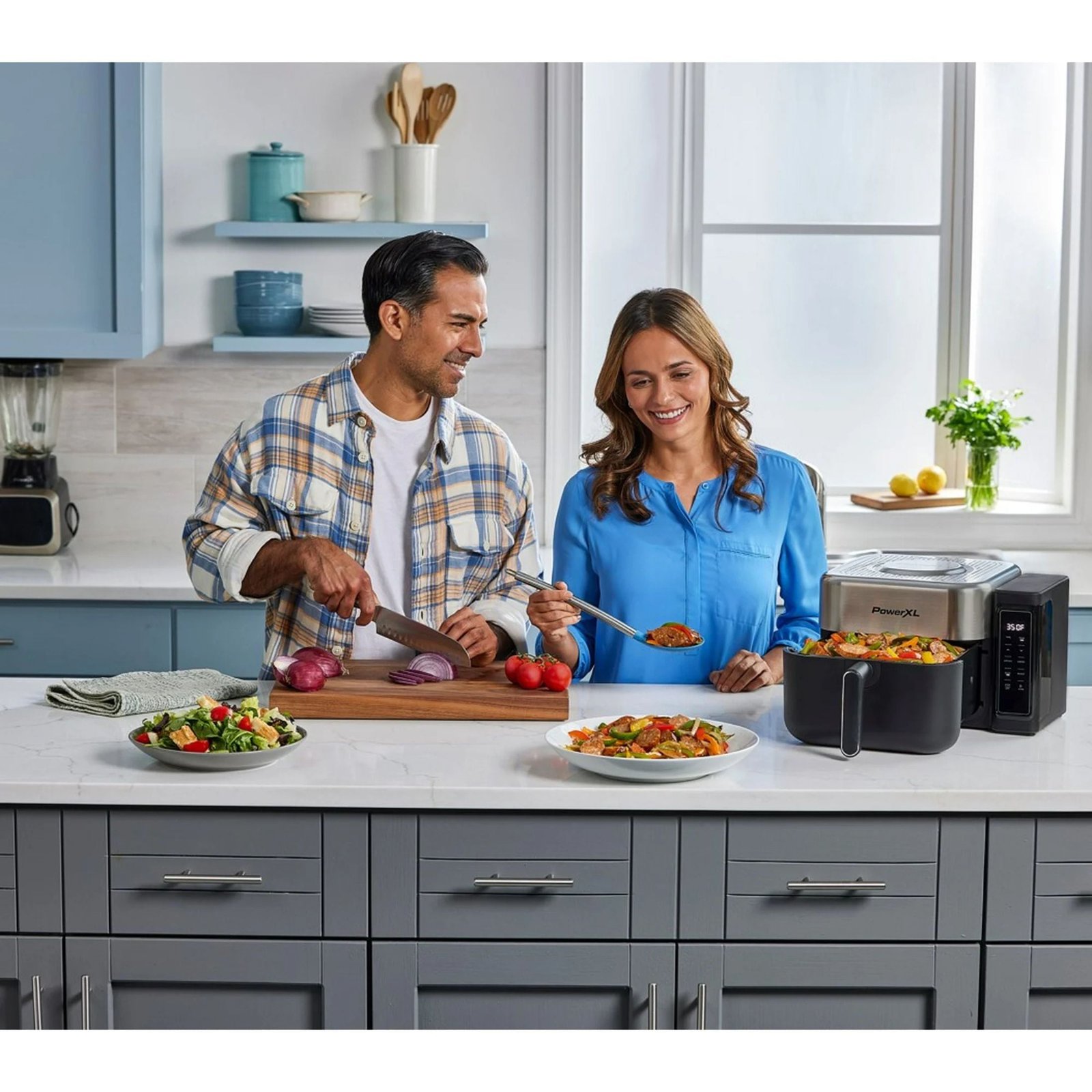 PowerXL™ 6.3 Quart AIRMAX™ Air Fryer Oven with 4 Pre-Sets, Two Tier Compact Design