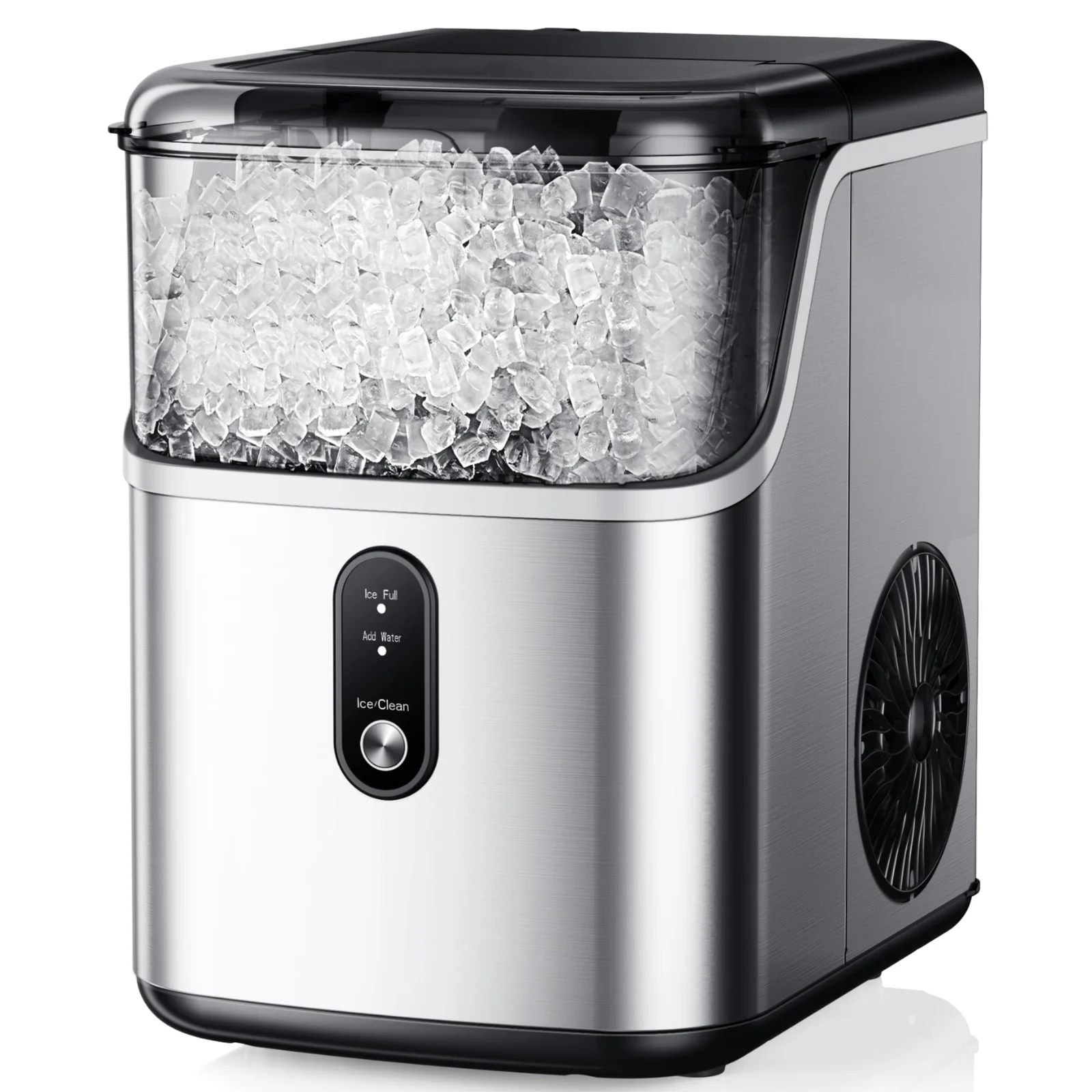 Simzlife 35lbs/24H Nugget Ice Maker Countertop, Portable Ice Maker Machine with Auto-Cleaning, Black