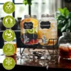 Soulgenix 2 Gallon Glass Drink Dispenser Set, Drink Dispensers for Parties Beverage Dispenser with Stand and Stainless Steel Spigot for Juice, Fruit Tea and Lemonade