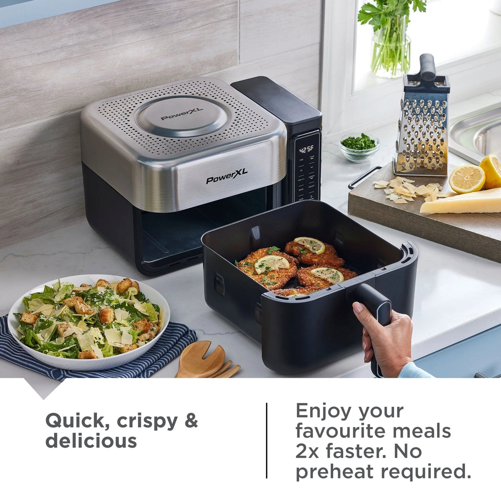 PowerXL™ 6.3 Quart AIRMAX™ Air Fryer Oven with 4 Pre-Sets, Two Tier Compact Design