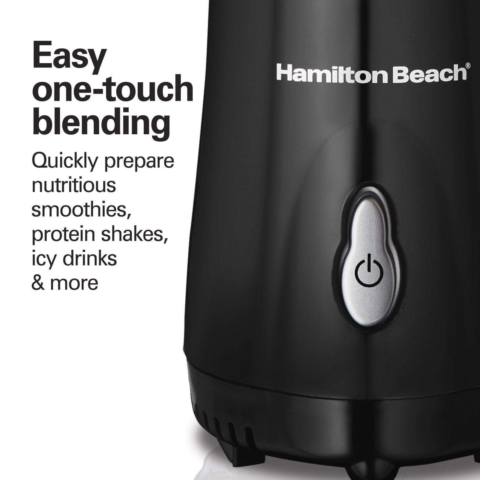 Hamilton Beach Personal Blender for Smoothies with Travel Lid, 14 oz, Black