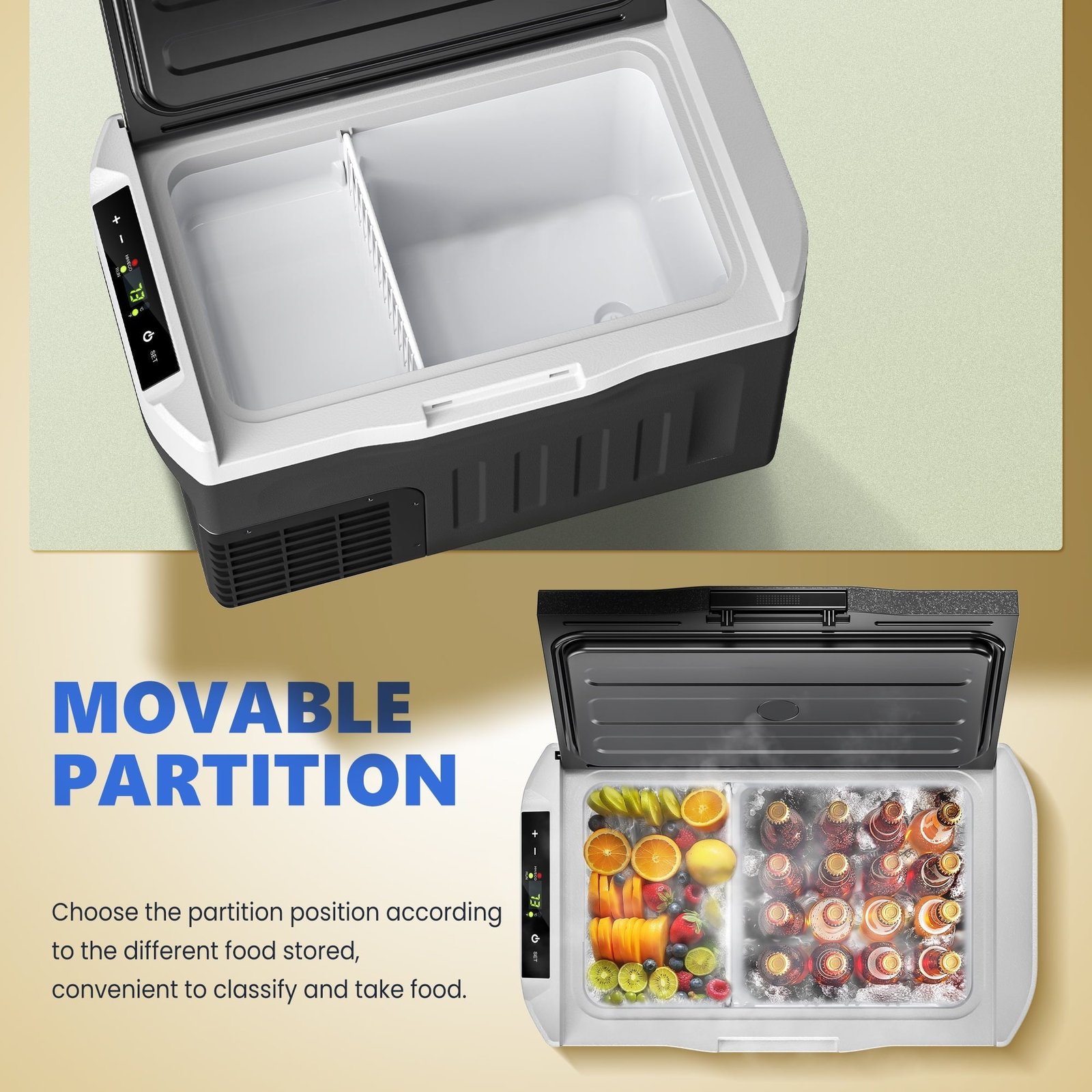 Simzlife 12 Volt Car Refrigerator 22 Quart Portable Fridge Freezer Compressor Cooler 12/24V DC 110~240 Volt AC for Truck Van RV Camper SUV Travel Camping Road Trips