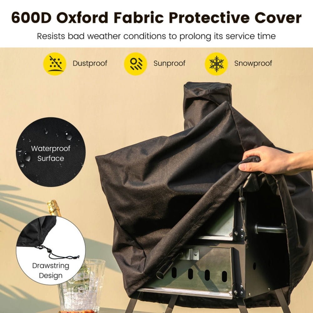 Spaco Grill, Outdoor BBQ Grill,Outdoor Pizza Oven with Anti-scalding Handles and Foldable Legs-Black