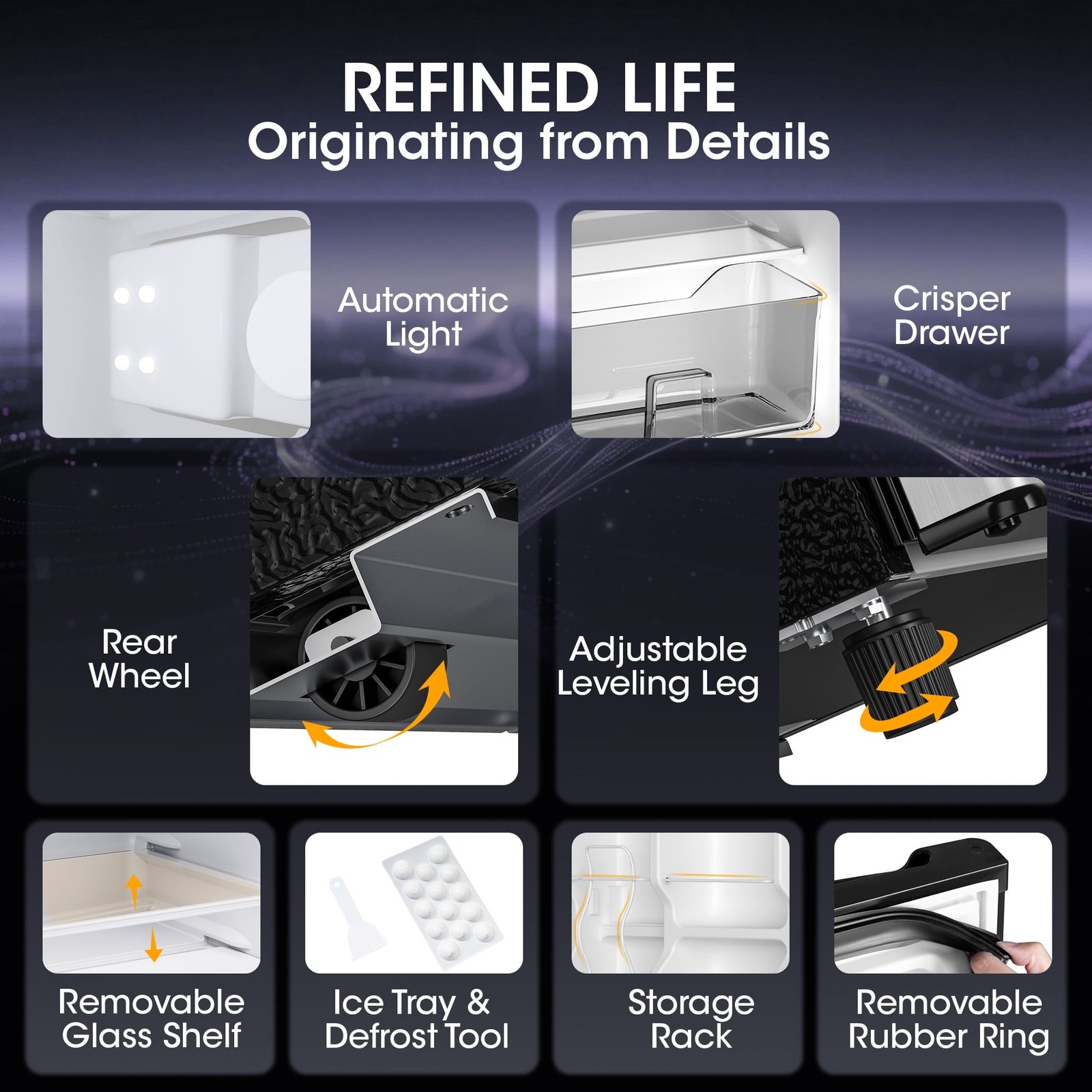 Manastin 4.5 Cu.ft Mini Refrigerator with Freezer,Small Refrigerator for Office,Kitchen,Dorm and Bedroom ,2 Doors Mini Fridge with Adjustable Shelves(Sliver)