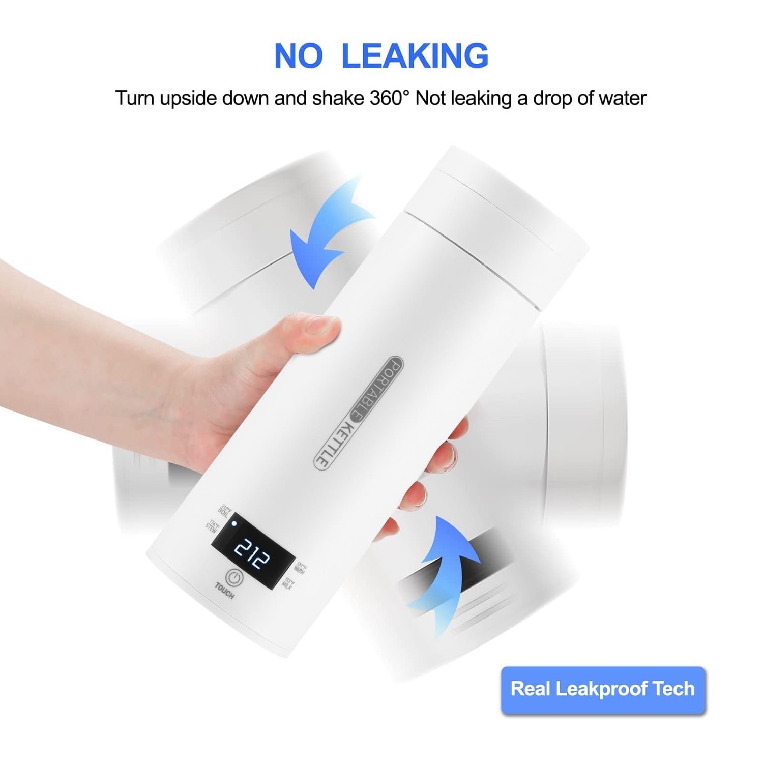 Smart Travel Kettle Electric Small Stainless Steel Portable Digital Electric Kettle for Boiling Water 380ml Travel Tea Kettle Portable Water Boiler, White