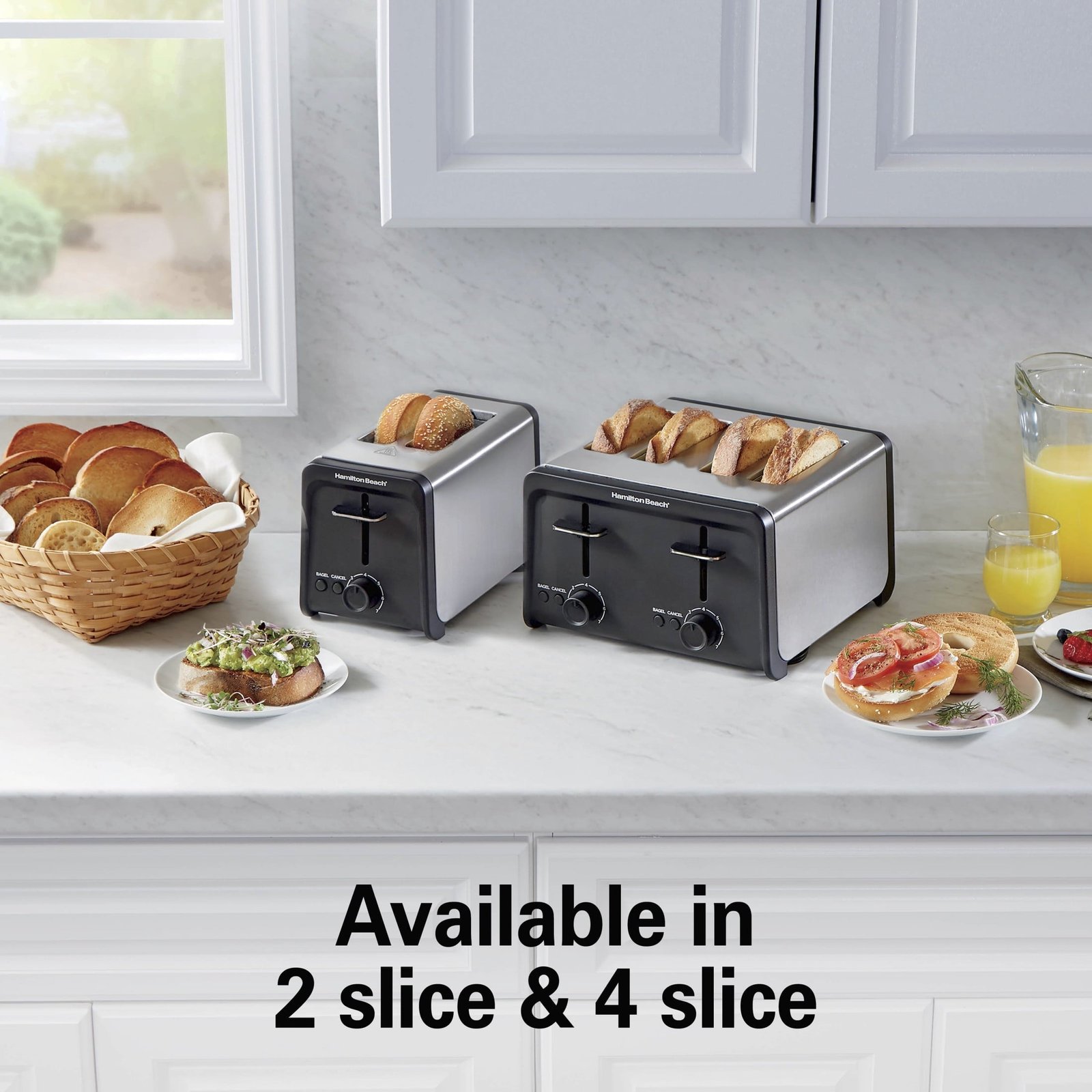 Hamilton Beach 2 Slice Toaster with Wide Slots, Bagel Function, Toast Boost, Stainless, New, 22997F