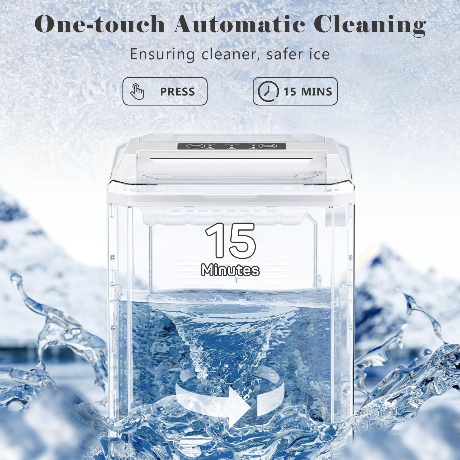 Smiaoer Portable Countertop Ice Maker with Self-Cleaning, 9 Cubes in 6 Mins, 26 lbs/24 Hrs,For Home Camping,Black