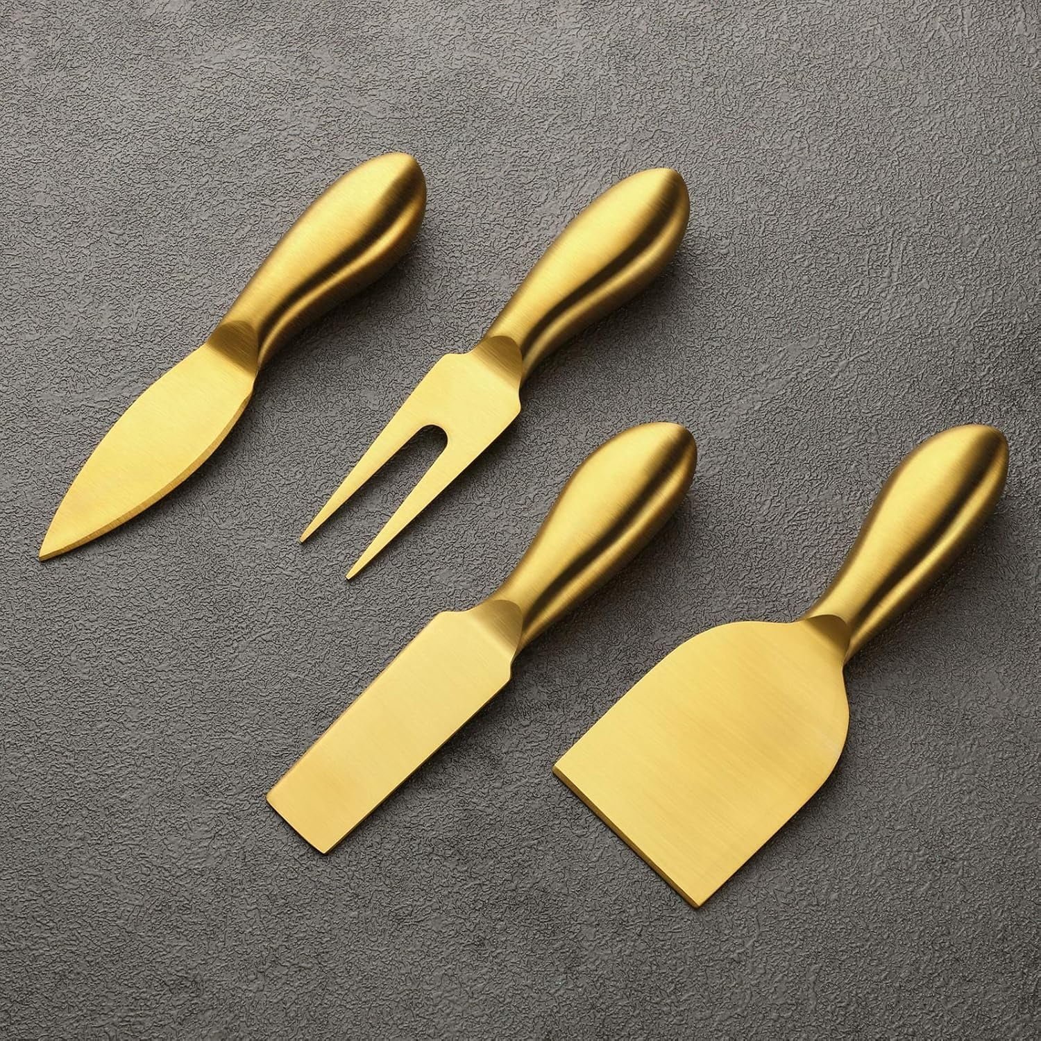 Stainless Steel Cheese Knives set, Cheese Tools with Slicer and Cutters for Kitchen Gold,4 pieces