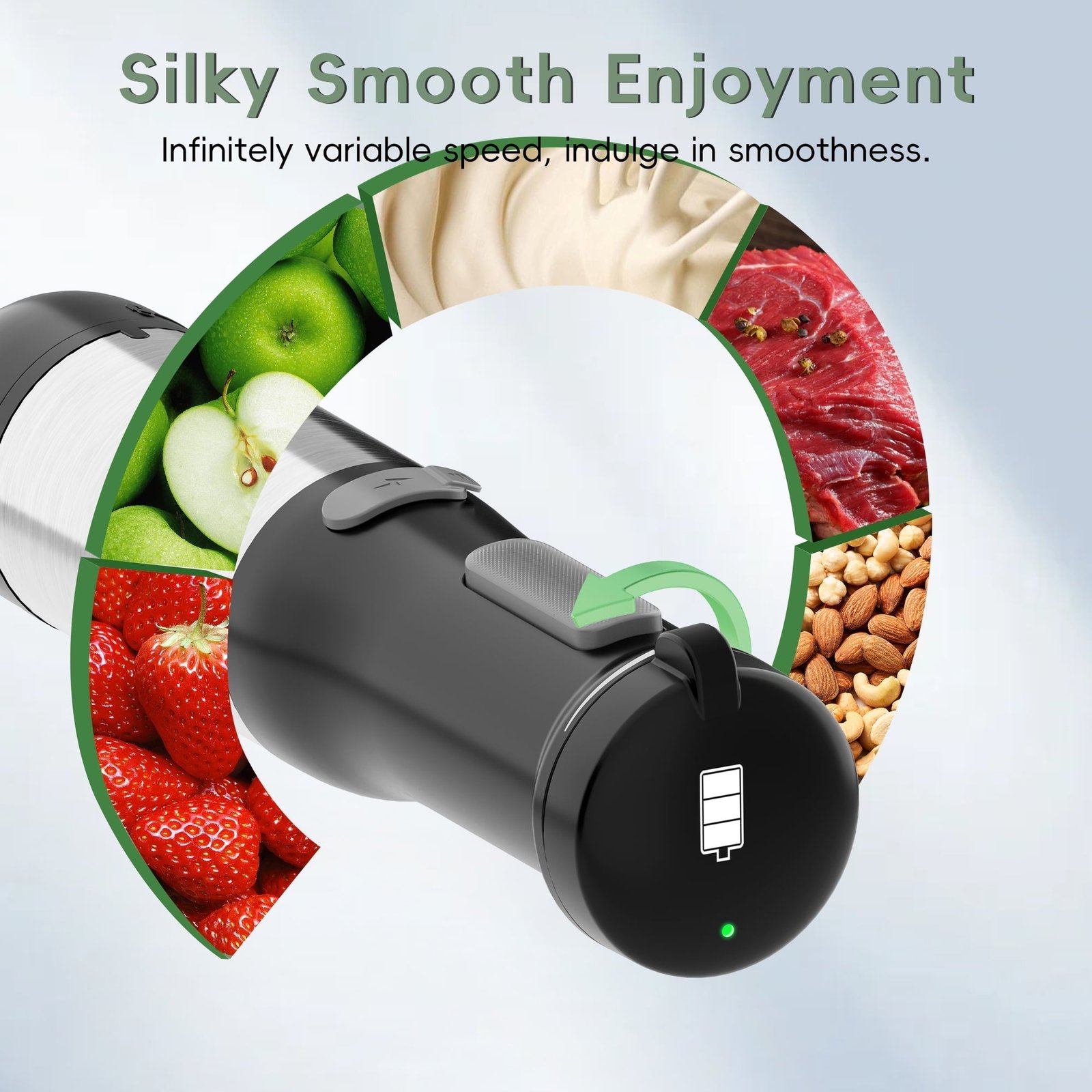 WHALL Cordless Immersion Blender, Rechargeable 5-in-1 Handheld Blender with Whisk, Milk Frother Attachments, Portable Stick mixed,700ml Beaker, 500ml Chopper