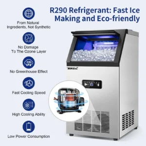 TITTLA 100Lbs/24H Commercial Ice Maker Machine, 24 Lbs Storage, 45 Ice Cubes in 12-15 Mins, Stainless Steel Ice Maker for Home Bar Cafe