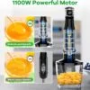 Boyun Daj Immersion Blender Handheld Corded Hand Blenders Set 1100W,Trigger Variable Speed 5 in 1 Stick Emulsifier with Chopper,Whisk and Frother for Kitchen